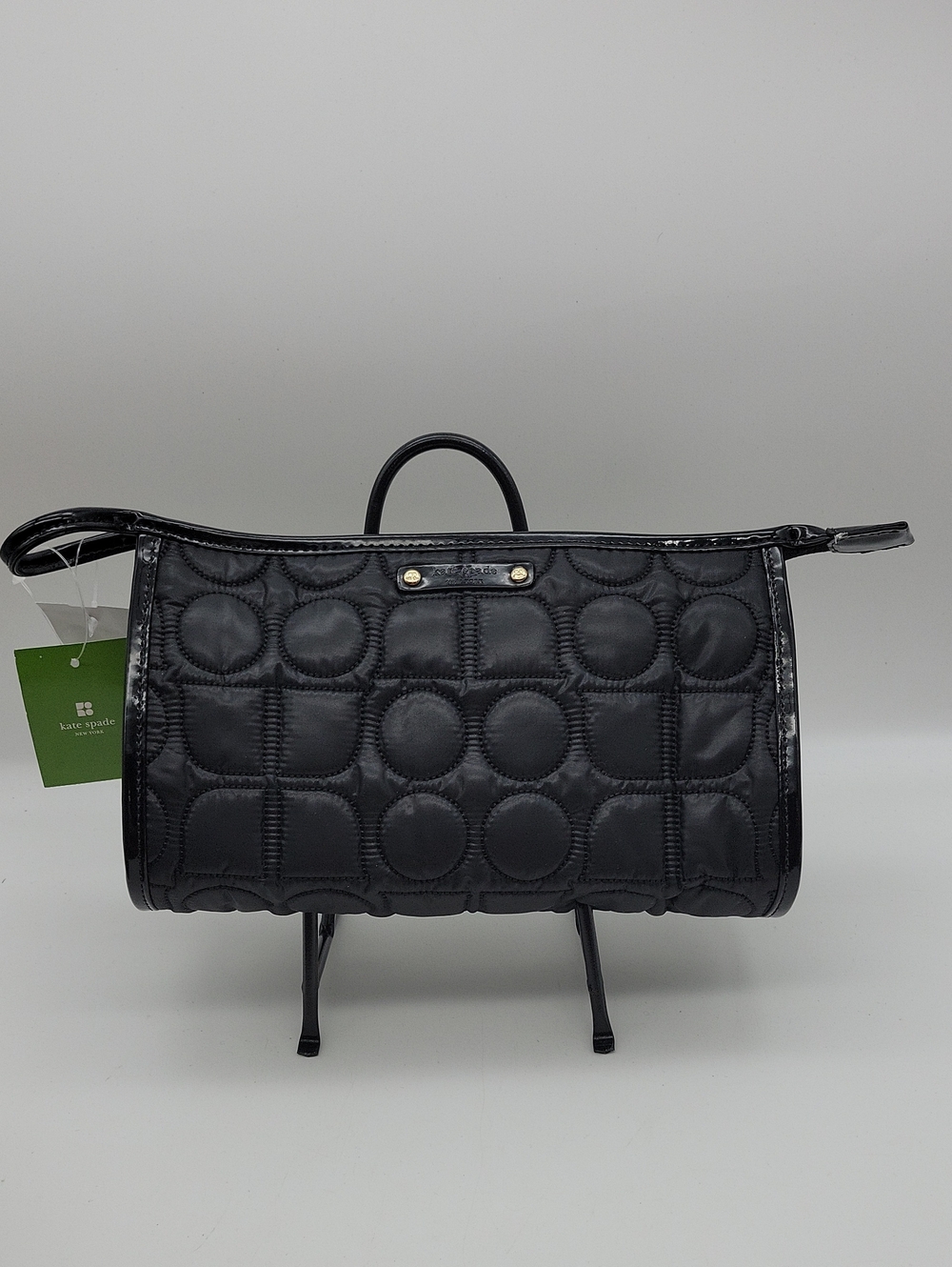 kate spade Black Quilted Circle-Pattern Clutch